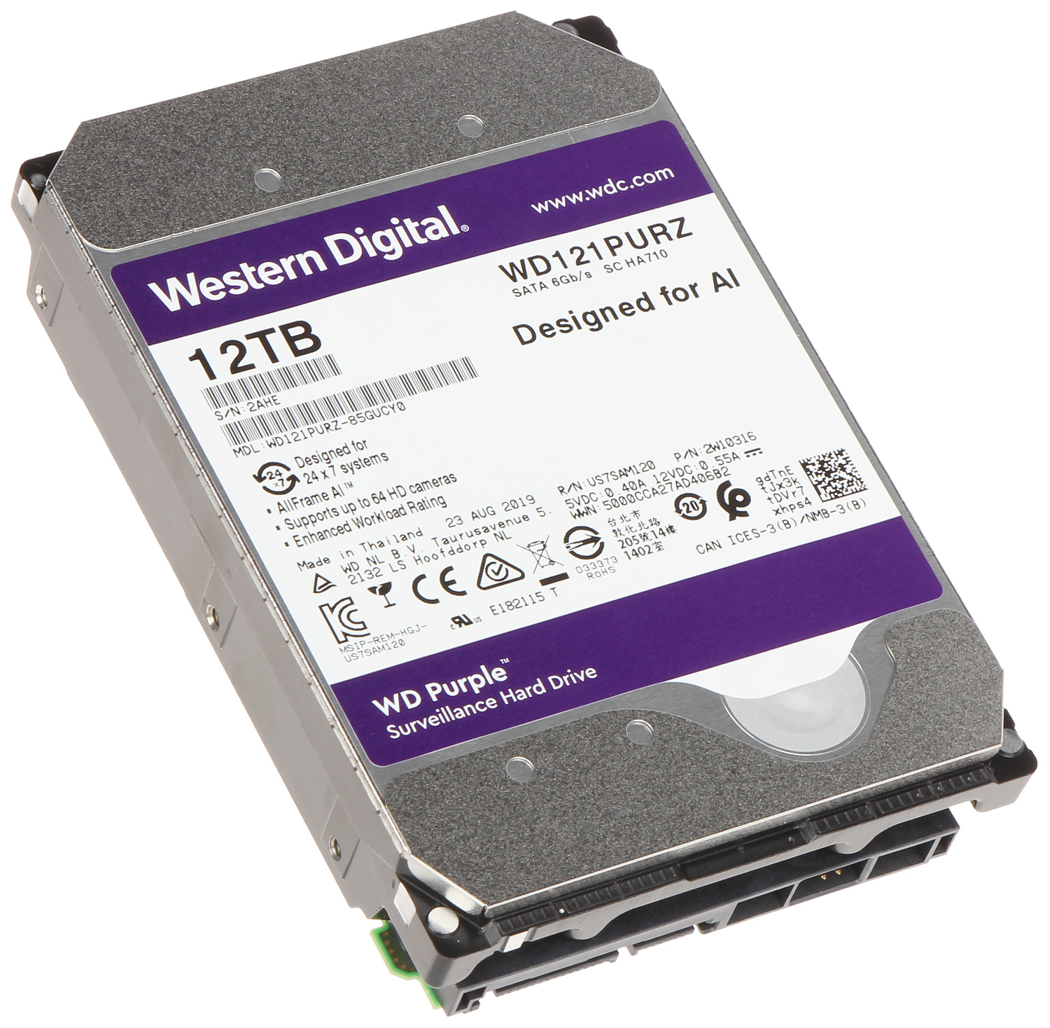 Western Digital – WD Purple 12To – Disque dur interne pour la vidéo surveillance