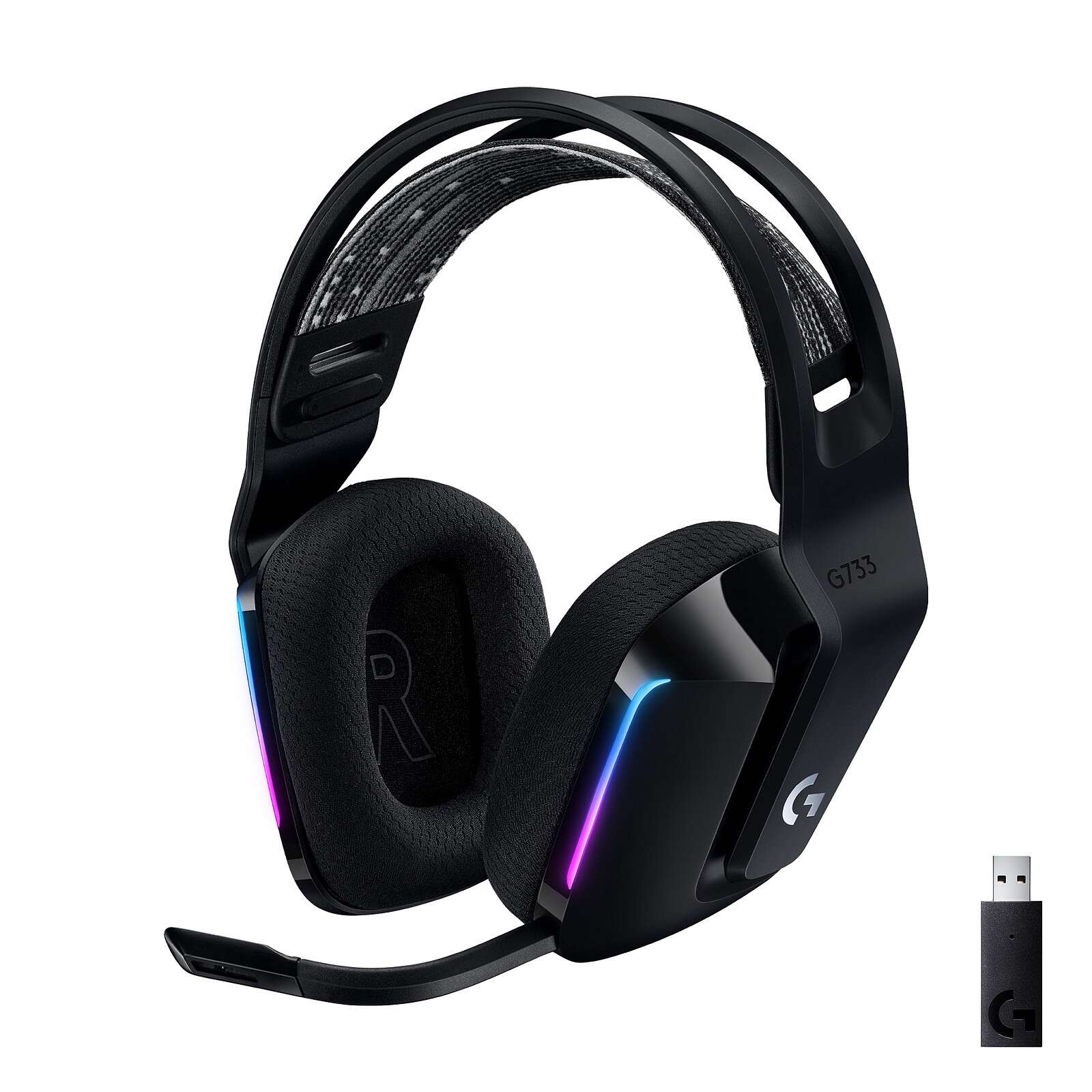 Casque gaming sans fil Logitech G733 LIGHTSPEED RVB ultra-léger- SÉRIE G -Noir