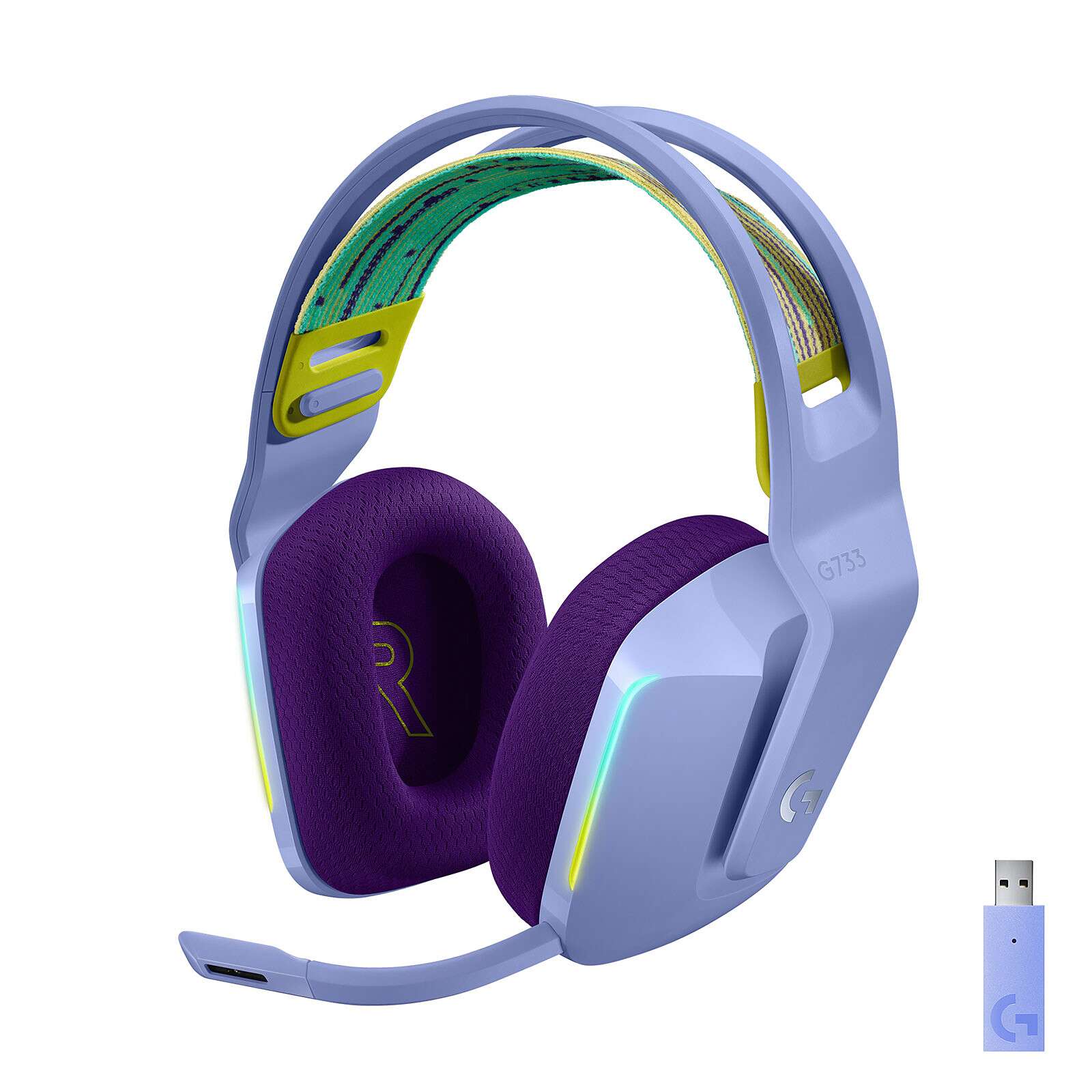 Casque gaming sans fil Logitech G733 LIGHTSPEED RVB ultra-léger- SÉRIE G -Lilac